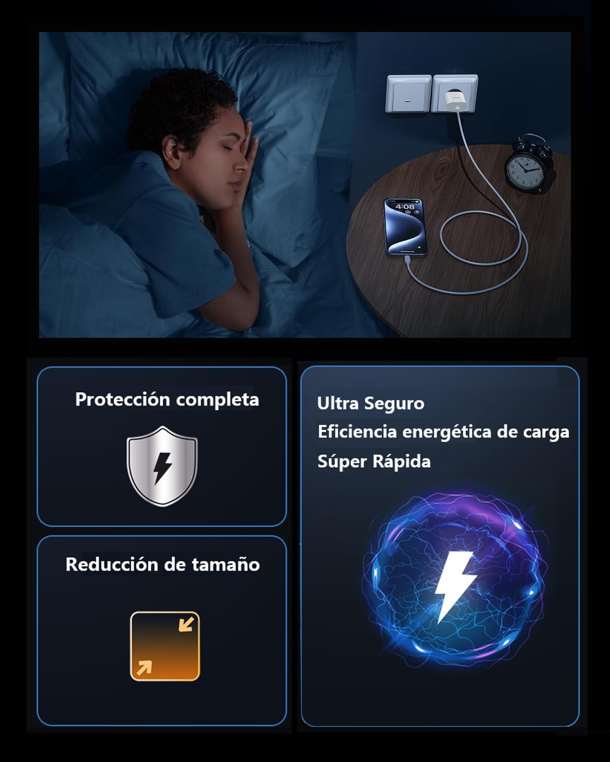 cargador USB-C para iphone con cable de 2 METROS