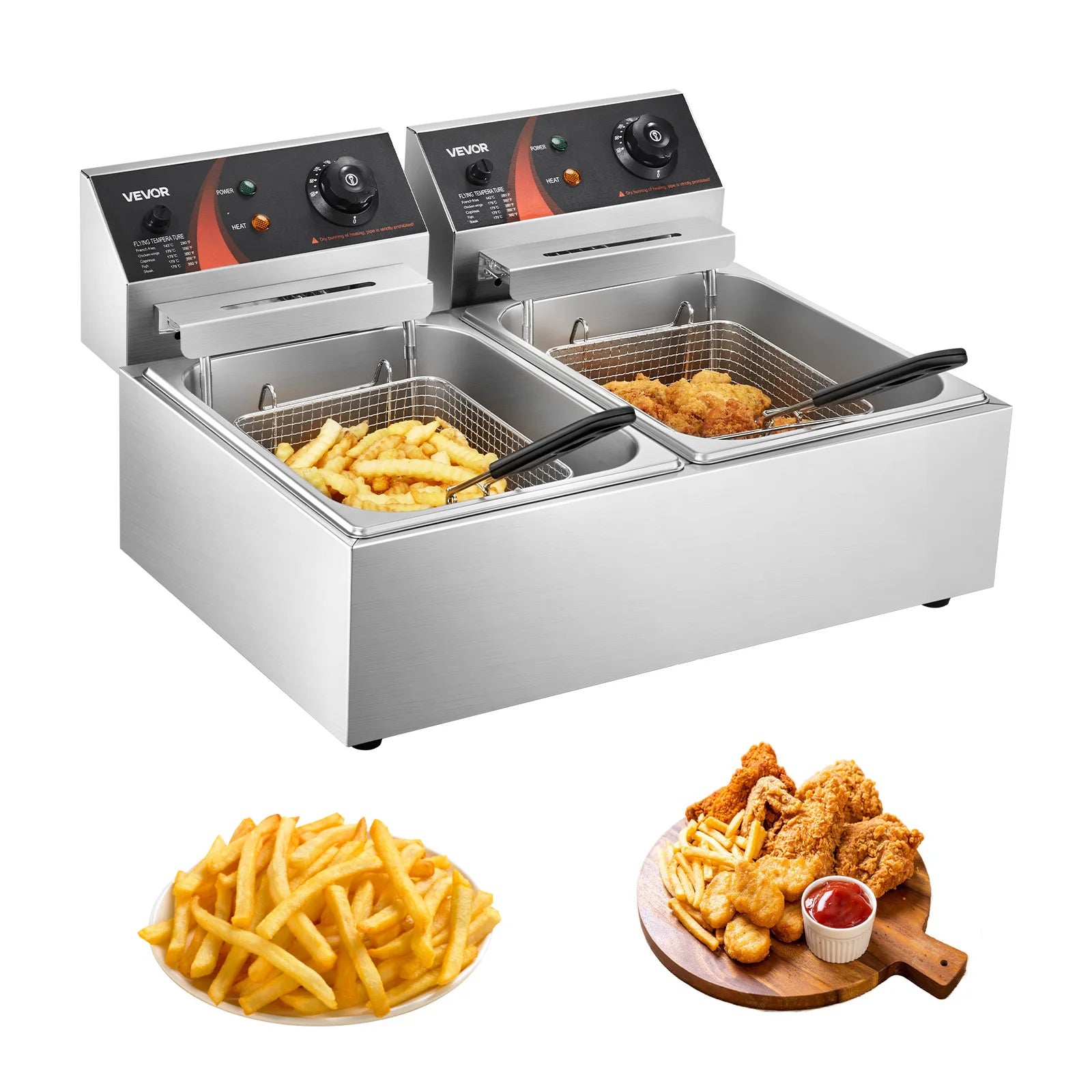 Freidora Eléctrica Doble – Potencia y Capacidad Profesional 🍟🔥
