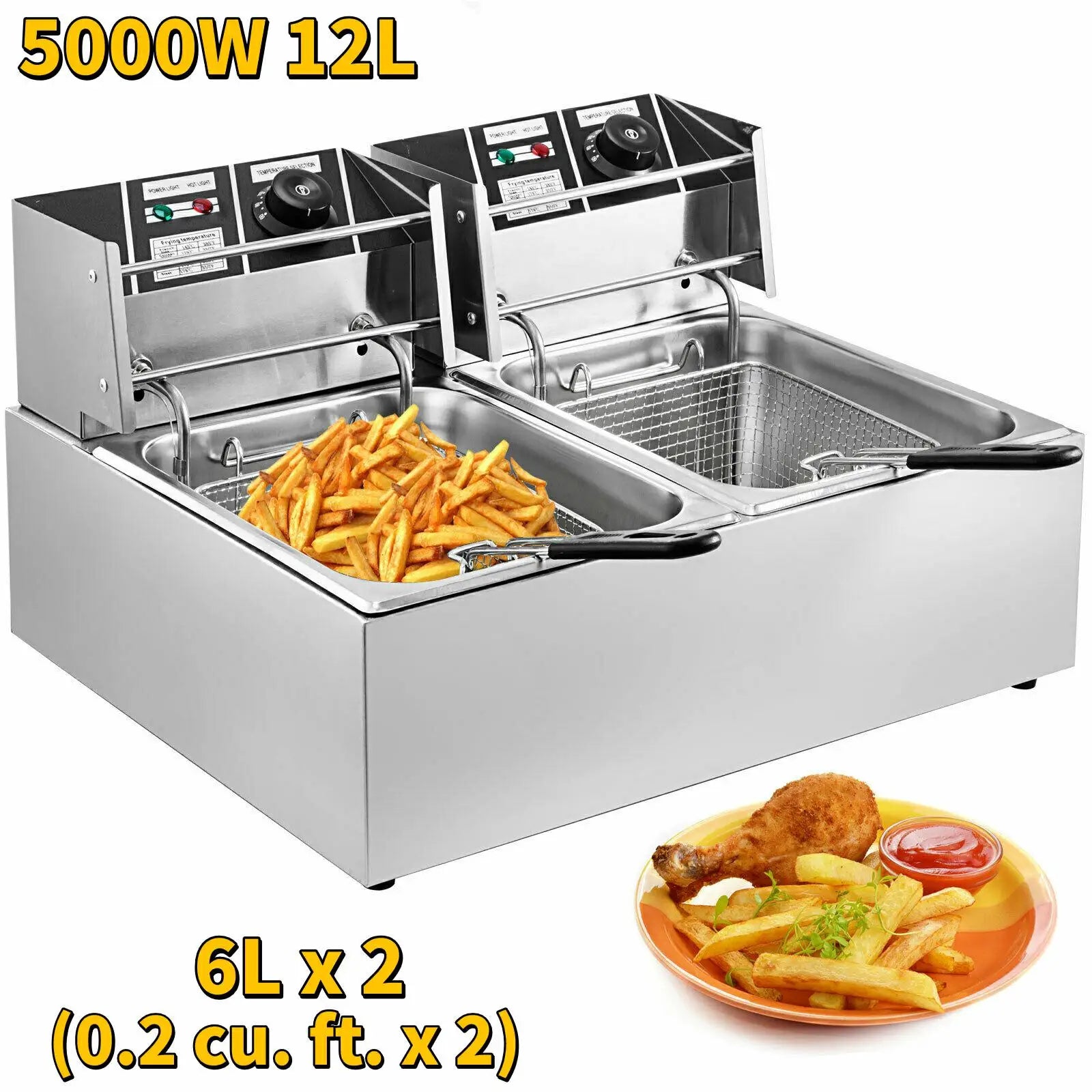Freidora Eléctrica Doble – Potencia y Capacidad Profesional 🍟🔥