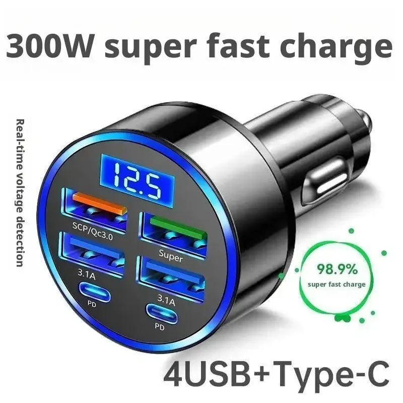 CARGADOR DE COCHE 300w-4USB+1 USB-C